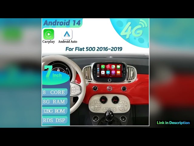 For Fiat 500 20162019 Wireless Android 13 Carplay 4G Multimedia Car Radio 2 Din Screen WIFI GPS Upg