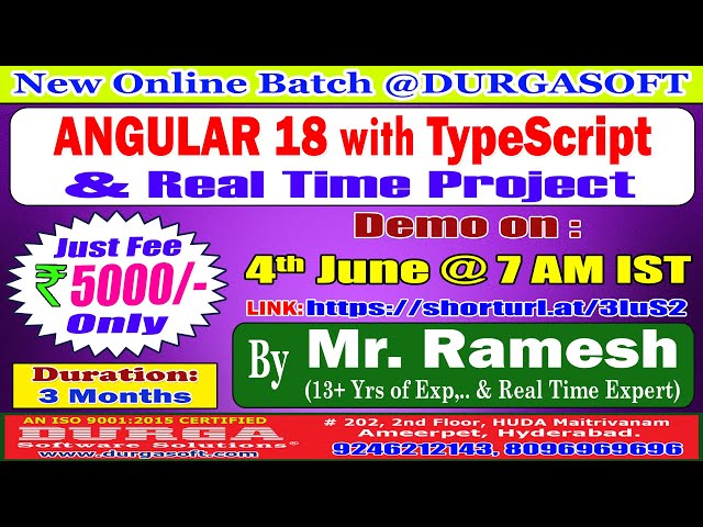 ANGULAR 18 with TypeScript Online Training @ DURGASOFT