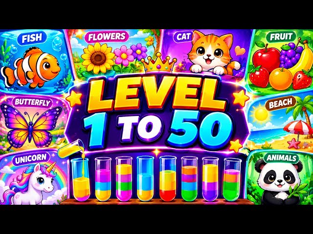Water Sort Puzzle 💦 Level 1 to 50#WaterSort#WaterSortPuzzle#PuzzleGame#ColorSort#Level1to50
