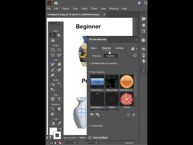 Adobe Illustrator Tutorial : Beginner vs Pro 🤯 | 3D Vase Design Tutorial #illustrator #3ddesign