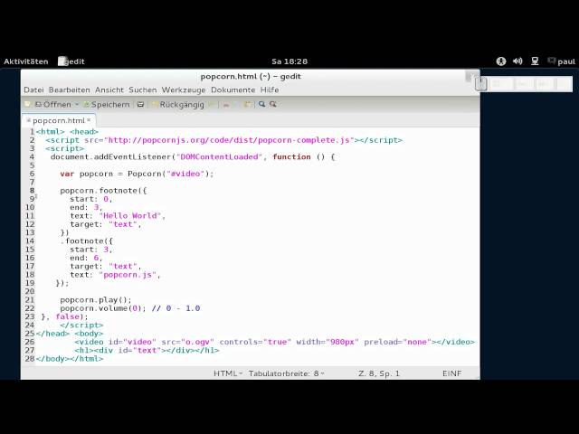 popcorn.js - Hallo Welt