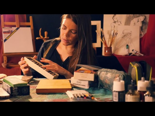 Sorting & Listing Art Supplies | ASMR Cozy Basics (french whispers / français, counting, writing)
