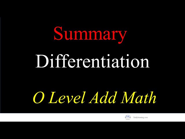 Summary of Differentiation for O Level Add Math