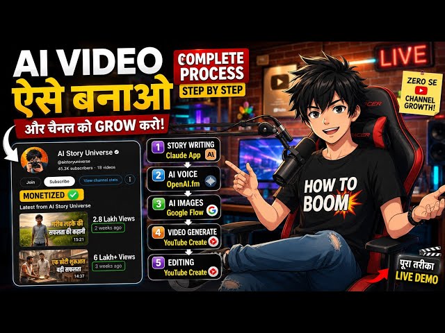 AI Long Video Kaise Banaye (2026) | Free AI Tools Se Faceless YouTube Video 