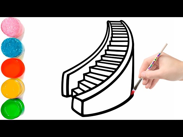 How to Draw Stairs Easy | Rainbow Stairs Drawing for Kids | How to Draw 3D Stairs