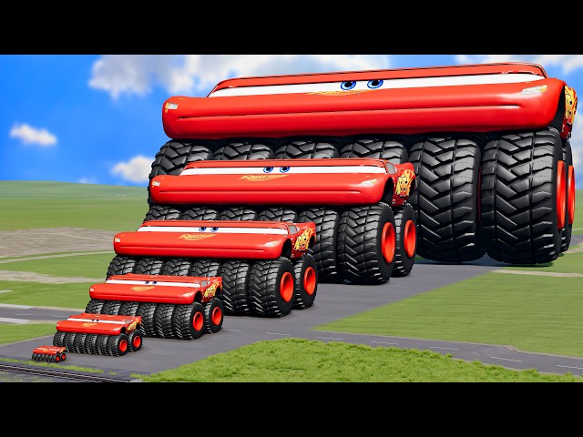 Big & Small Wide Lightning Mcqueen Monster Truck vs Trains Thomas | BeamNG.Drive