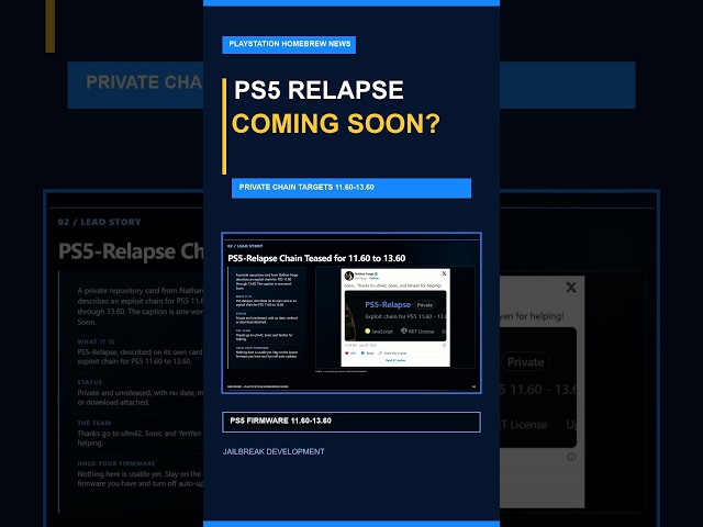 PS5-Relapse Targets Firmware 11.60 to 13.60 #Shorts