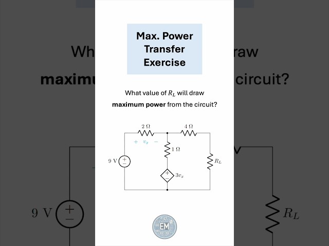 Maximum Power Transfer - Circuit Analysis Exercise #electrical #electricalengineering #electronics