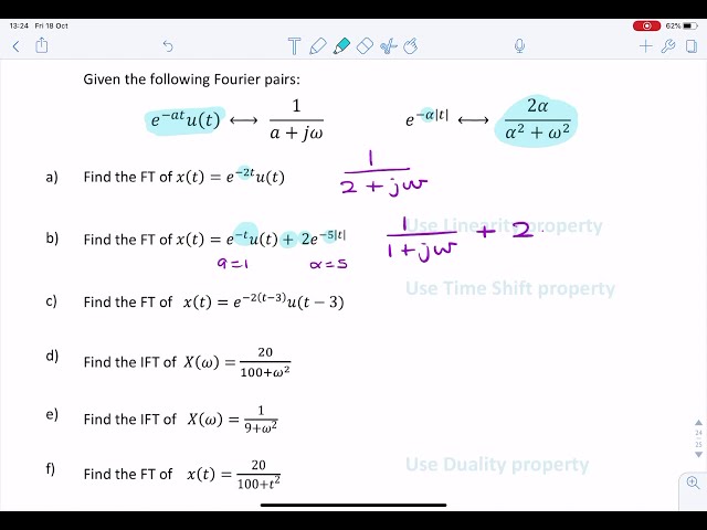 Fourier Transform Properties : examples