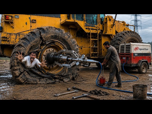 Only Pakistani Mechanics Can Repair This Giant Caterpillar Loader Tire