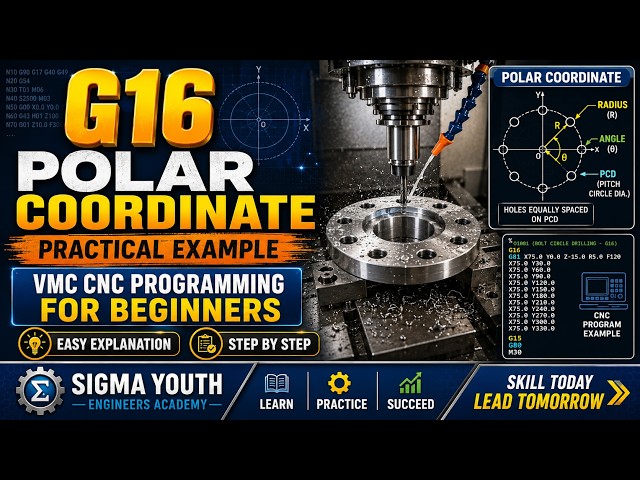 G16 Polar Coordinate Programming in VMC | Practical Bolt Circle Hole Example for Beginners