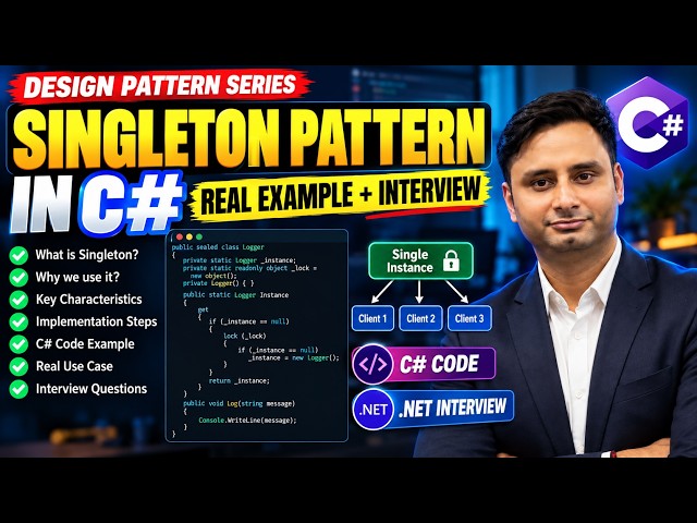 Singleton Design Pattern in C# | Hindi + English | Real Example & Interview Questions