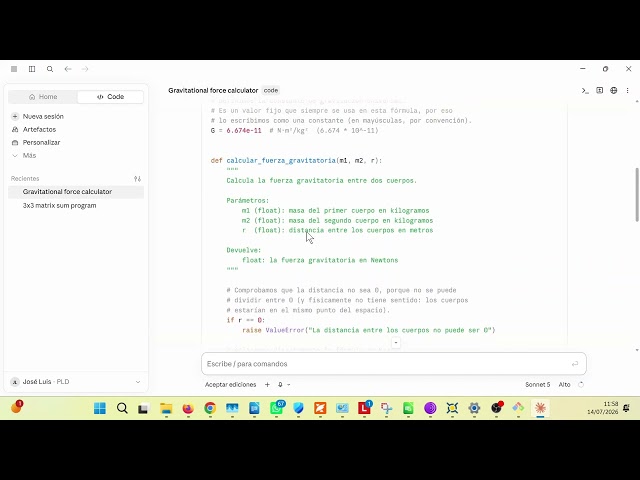 Introducción a Claude Code: programando la Fuerza Gravitatoria en Python IES Monterroso