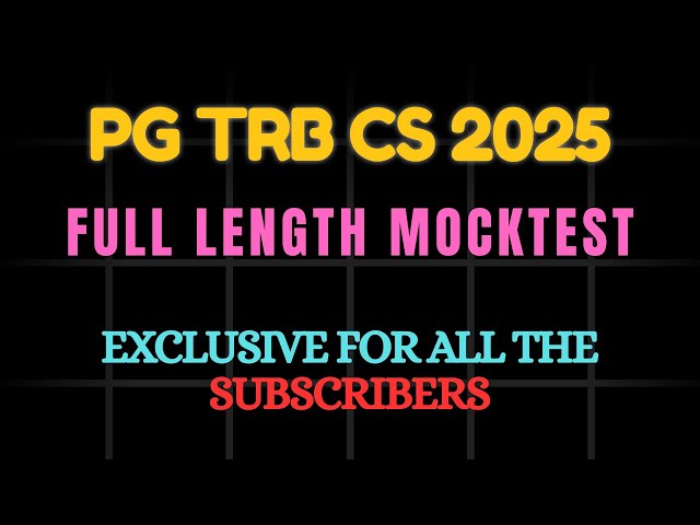 🔥 PG TRB Computer Science 2025 – Full Length Mock Test | All Units | Real Exam Pattern