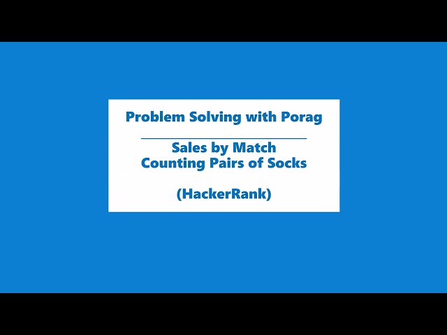 HackerRank Problem Solving in JavaScript   Sales by Match   Counting Pairs of Socks 👣
