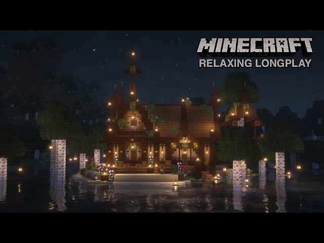 Minecraft Relaxing Longplay | Cozy Riverside House | Rainy Birch Forest