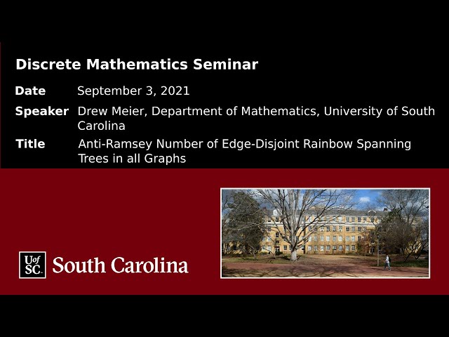 Drew Meier: Anti-Ramsey Number of Edge-Disjoint Rainbow Spanning Trees in all Graphs