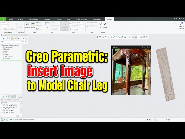 Creo Parametric Insert Image to Model Chair Leg. #creoparametric #3d #design