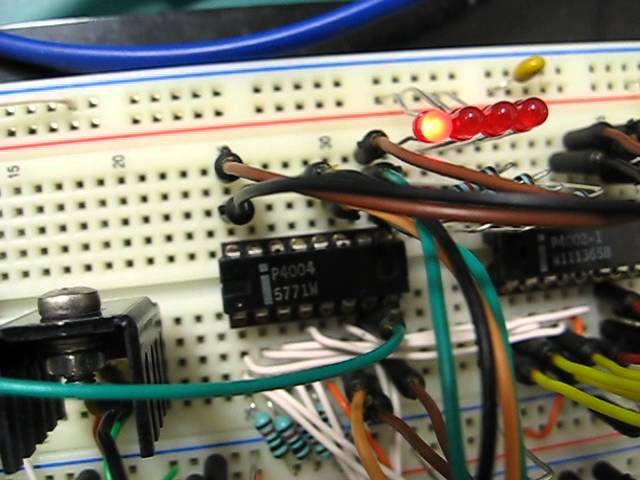 Intel 4004 system on breadboard, first succesful test run