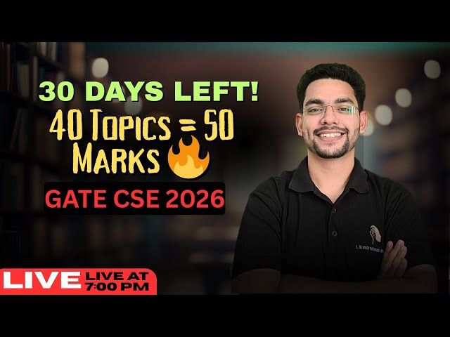 30 DAYS LEFT! 40 Topics = 50 Marks 🔥 GATE CSE 2026