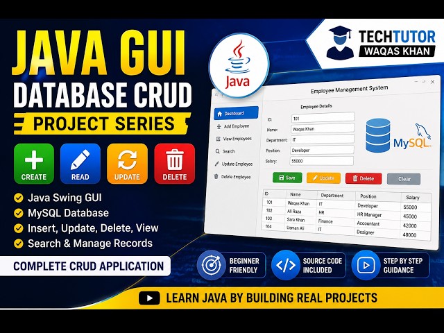Java GUI CRUD Project | Session #03 | Create Operation using JAVA Forms and MYSQL