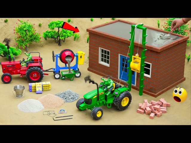 DIY Mini Tractor | Brick House Construction with Mini Mixer & Lifting Machine Project @Topminigear