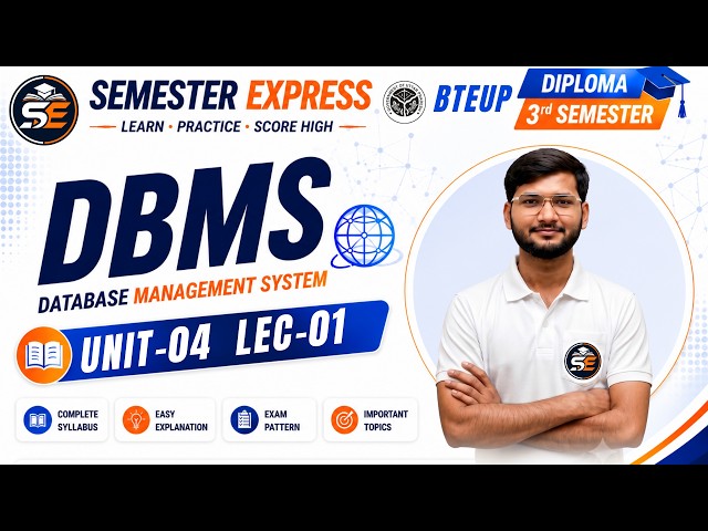 🔴 LIVE | DBMS | Unit 4 Lecture 1 | BTEUP Diploma 3rd Semester BY- ASHISH SIR