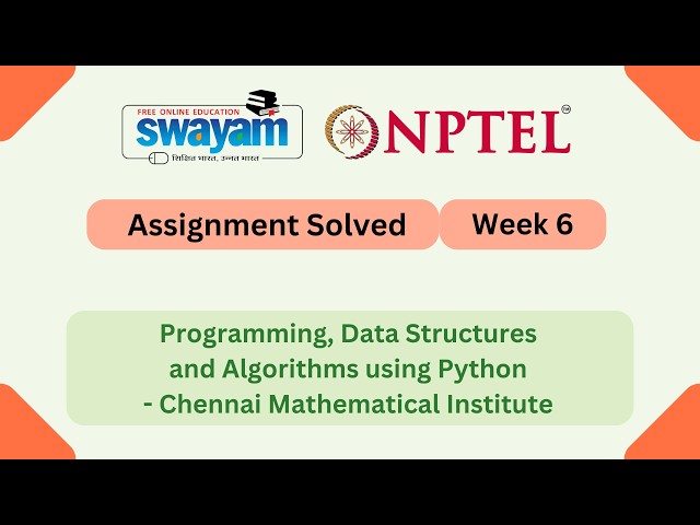 Programming, Data Structures And Algorithms Using Python Week 6 || NPTEL 2026 #nptel #myswayam
