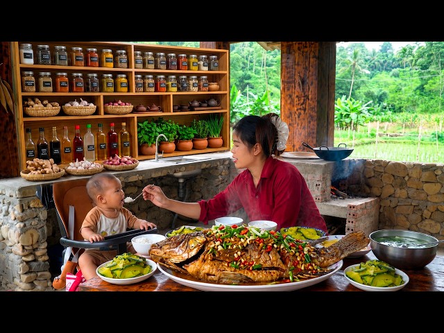 The Peaceful Life of Mother and Her Son: Catching Fish for Extra Income and Cooking a Delicious Meal