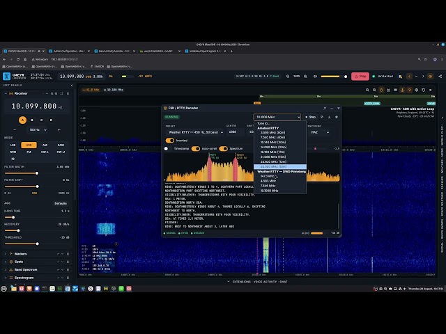 VLF Radioteletype RTTY Weather Station decoded with UberSDR
