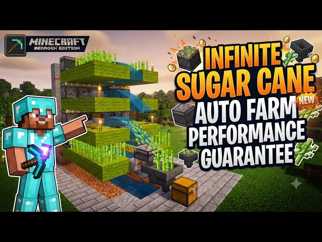 Easy Automatic Sugarcane Farm Tutorial (Java & Bedrock) | Minecraft Hindi
