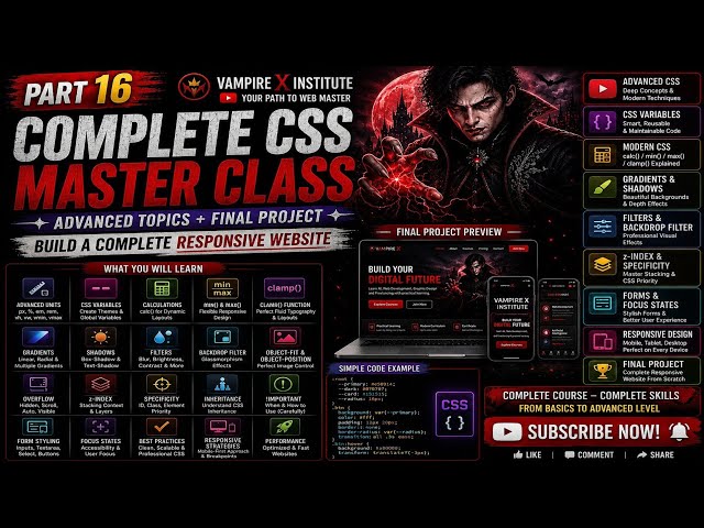 Option 3: Advanced CSS Tutorial: CSS Variables, Calc, Clamp, Glassmorphism & Final Project (Part 16)