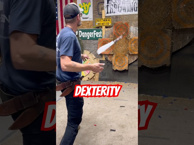 Knife Dexterity + Precision = Bullseye #knifethrowing #trickshot #fulltangclan #master #throwbetter