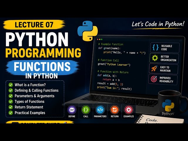 Python Functions Explained | Lecture 7| Defining Functions, Parameters & Return Values 