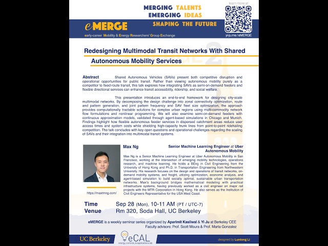 023 | Redesigning Multimodal Transit Networks With Shared Autonomous Mobility Services (Dr. Max Ng)