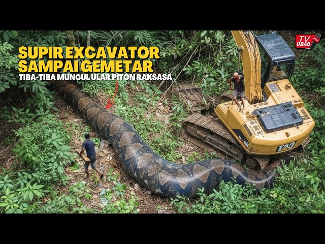 A road in the middle of the forest turns terrifying when an excavator driver finds a giant python.