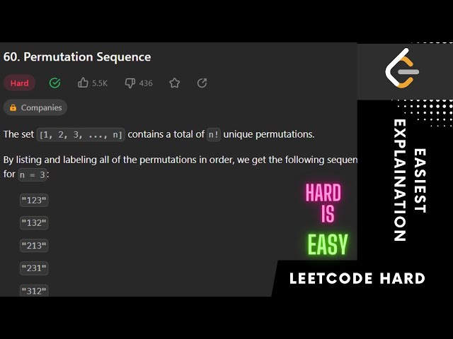 60. Permutation Sequence | Leetcode HARD | Try First, then watch | Easiest solution