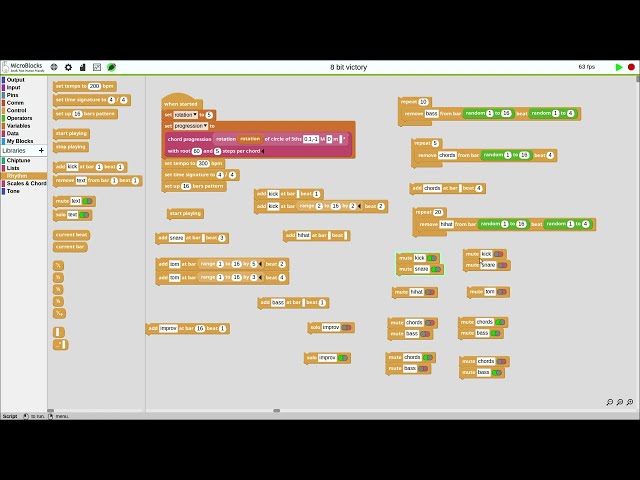 MicroBlocks 8-bit music Live Coding
