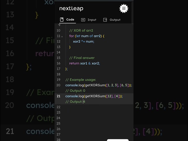 XOR Sum of All Pairwise ANDs | Optimal Bit Manipulation Solution in JavaScript | LeetCode Explained