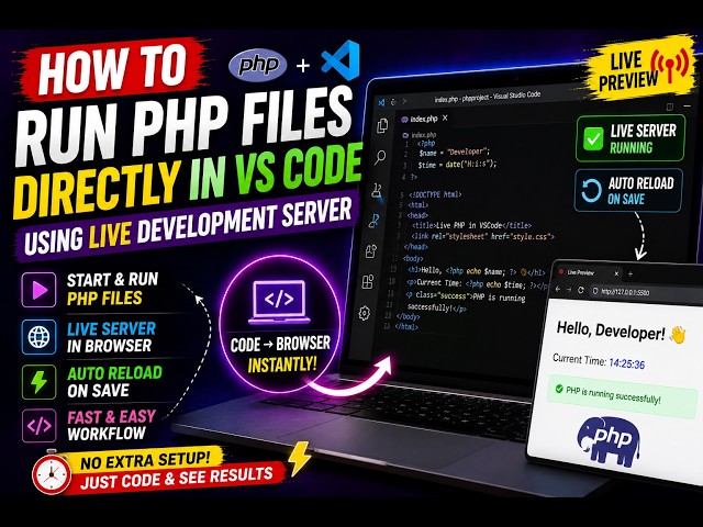 How to Start & Run PHP Files Directly in VSCode Using LIVE Development Server in Browser