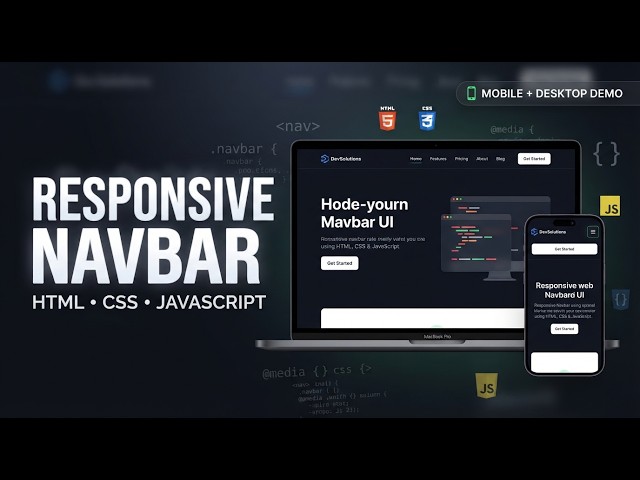 Responsive Navbar with HTML, CSS & JavaScript | Mobile-Friendly Navigation Menu Demo