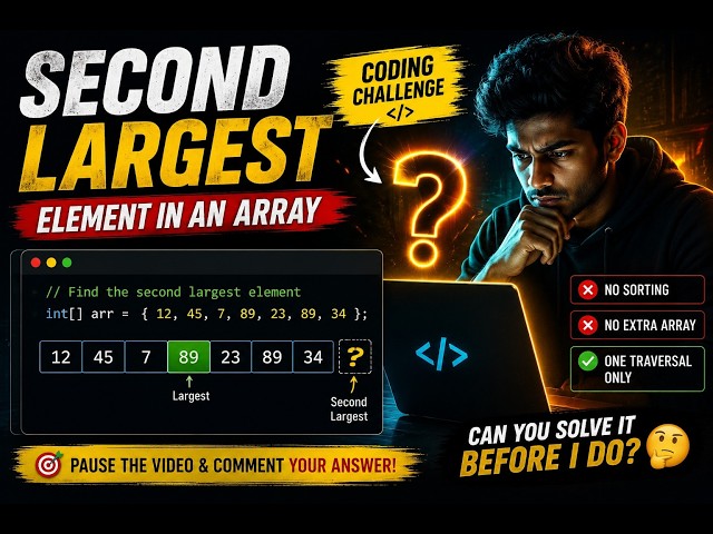 Find the Second Largest Element Without Sorting | Java Interview Question