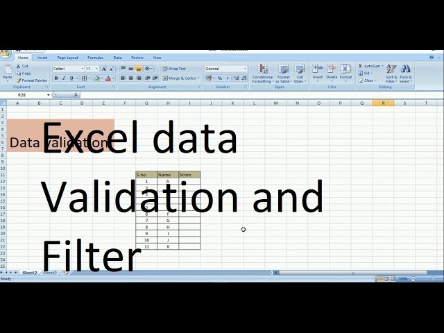 How to use Data validation and Filter in MS Excel