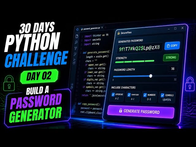Python Password Generator 🔐 | Modern GUI Project Using Tkinter | Beginner Friendly