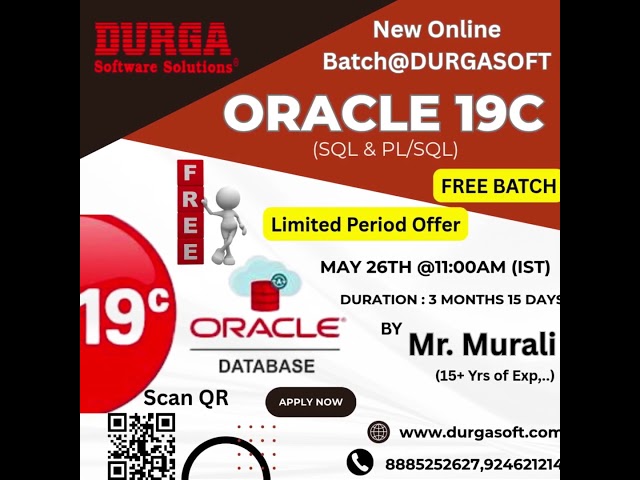 🚀 FREE Oracle 19C (SQL & PL/SQL) Online Batch @ DURGASOFT