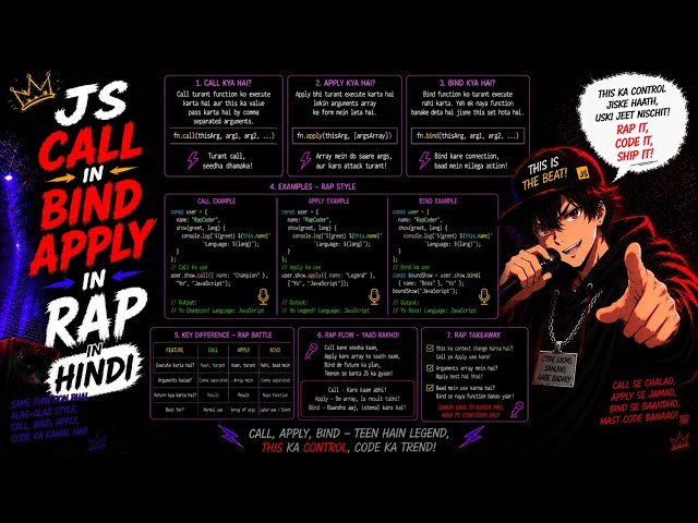 JavaScript call bind apply explained in rap in Hindi