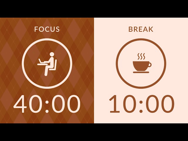 40/10 Pomodoro Timer with Brown Noise 🎧 2-Hour Study with Me for Deep Focus & ADHD ✨