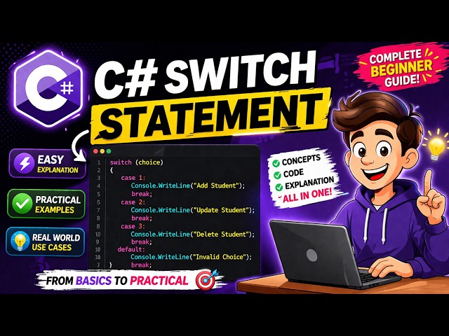 Day 7 | C# Switch Statement Explained in 3 Minutes |  Switch Case Examples, Basics Step by Step 2026