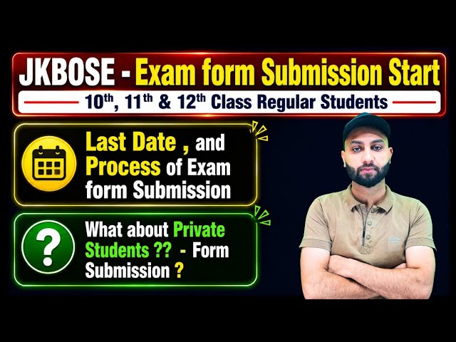 JKBOSE Exam Form Submission for Regular 10th, 11th & 12th Class Oct - Nov 2026 Session 