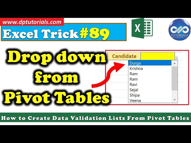 How To Create Data Validation Lists From Pivot Tables || Excel Tips & Tricks || dptutorials